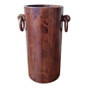 Art Deco umbrella stand in walnut with staves and ring handles, 1930.