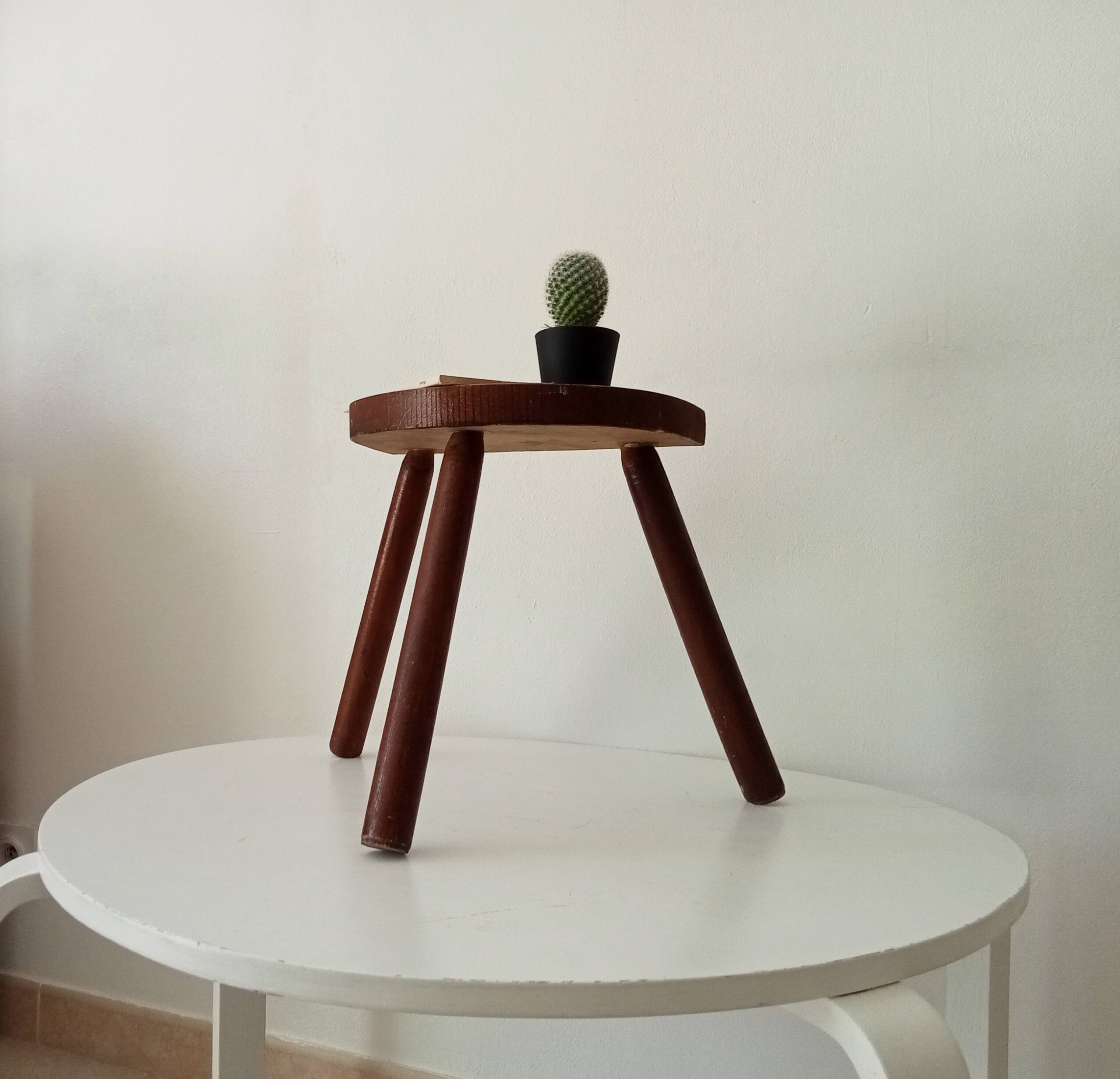 Vintage wooden tripod stool