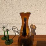 Large vintage amber glass carafe