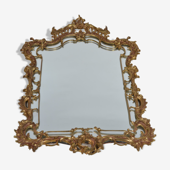 Miroir avec parecloses style baroque en bronze 102 x 61 cm