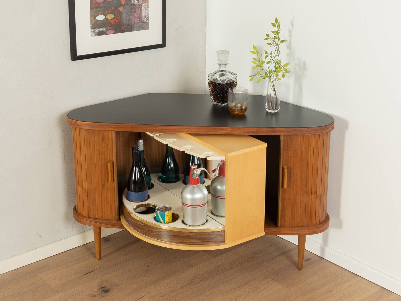 Teak veneer bar cabinet, Germany 1950s