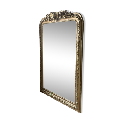 Miroir cheminée bois doré à fronton