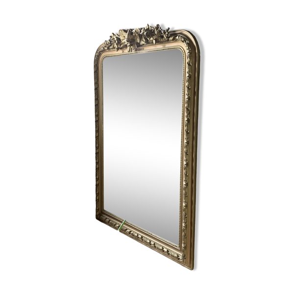 Miroir cheminée bois doré à fronton