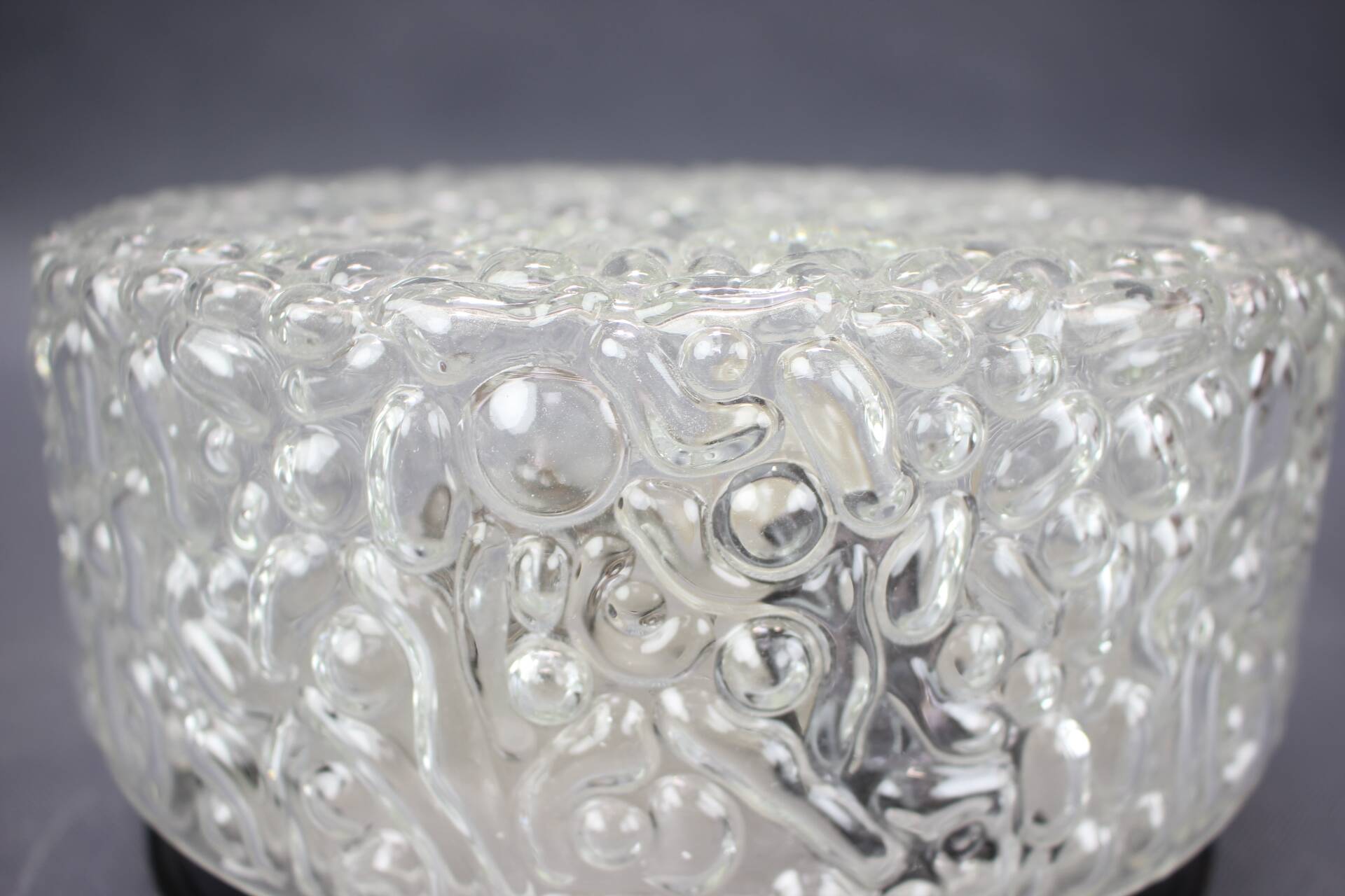 Mid-century recessed ceiling light with bubbled glass, Czechoslovakia, 1960s.