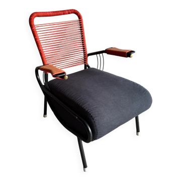Fauteuil Scoubidou vintage – design français des années 1950