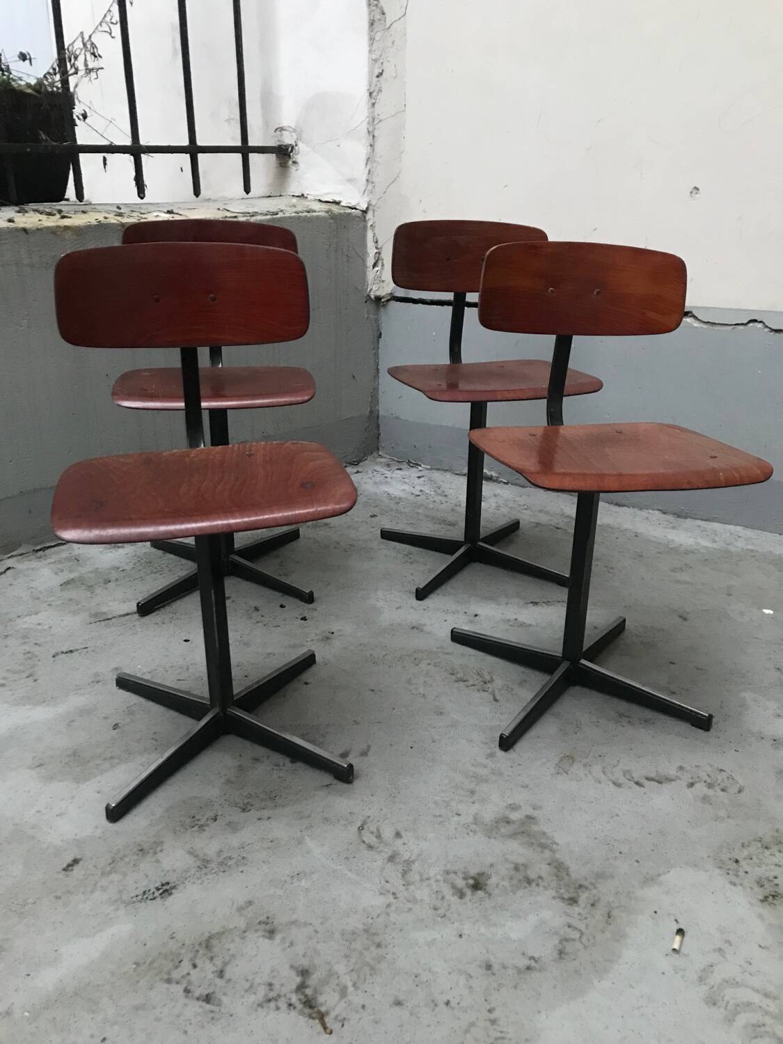 4 vintage industrial chairs