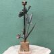 Brutalist metal lamp base, flowers