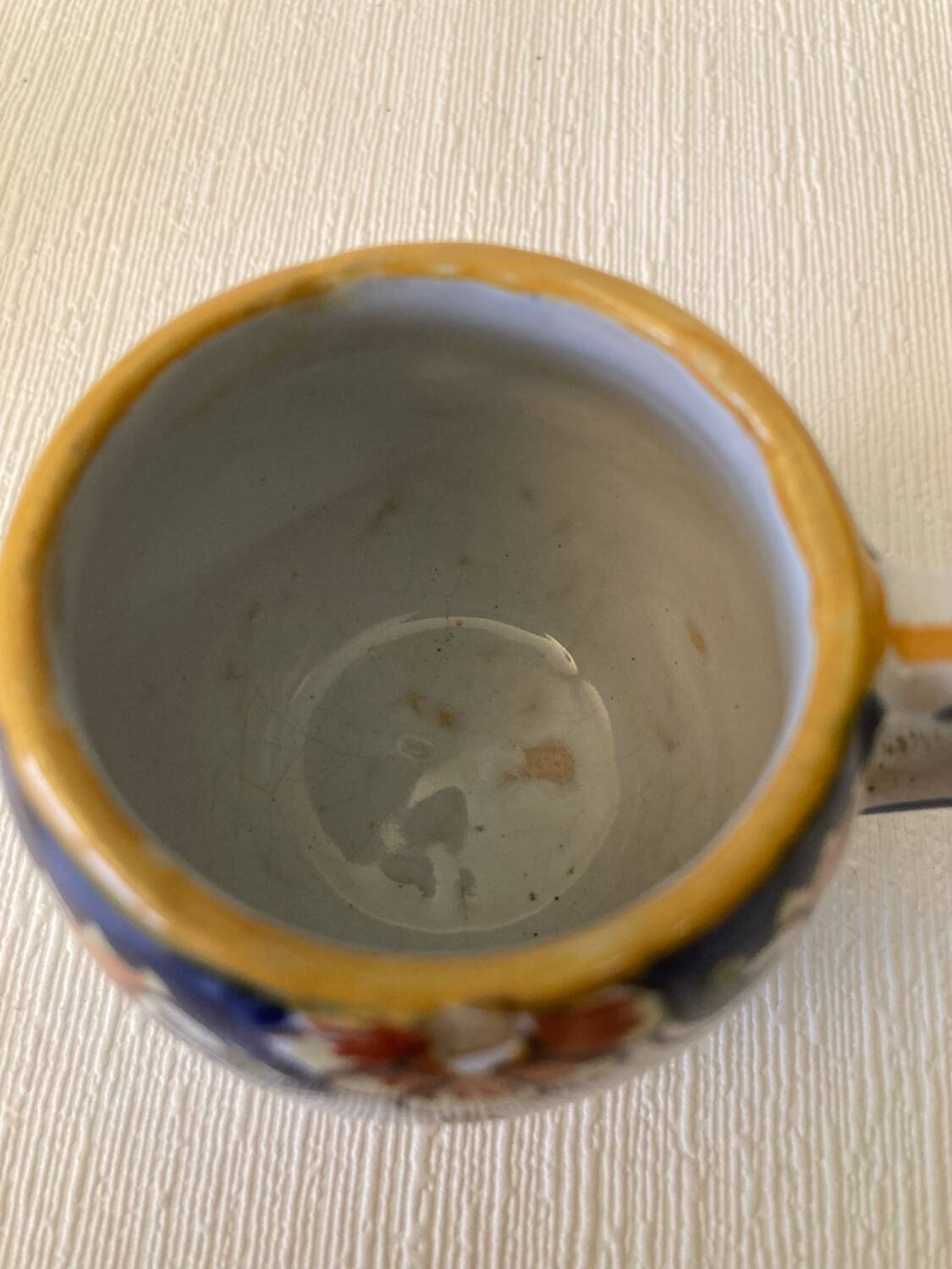 Mustard pot signed Henri Delcourt Hand painted Old Rouen early 20th century