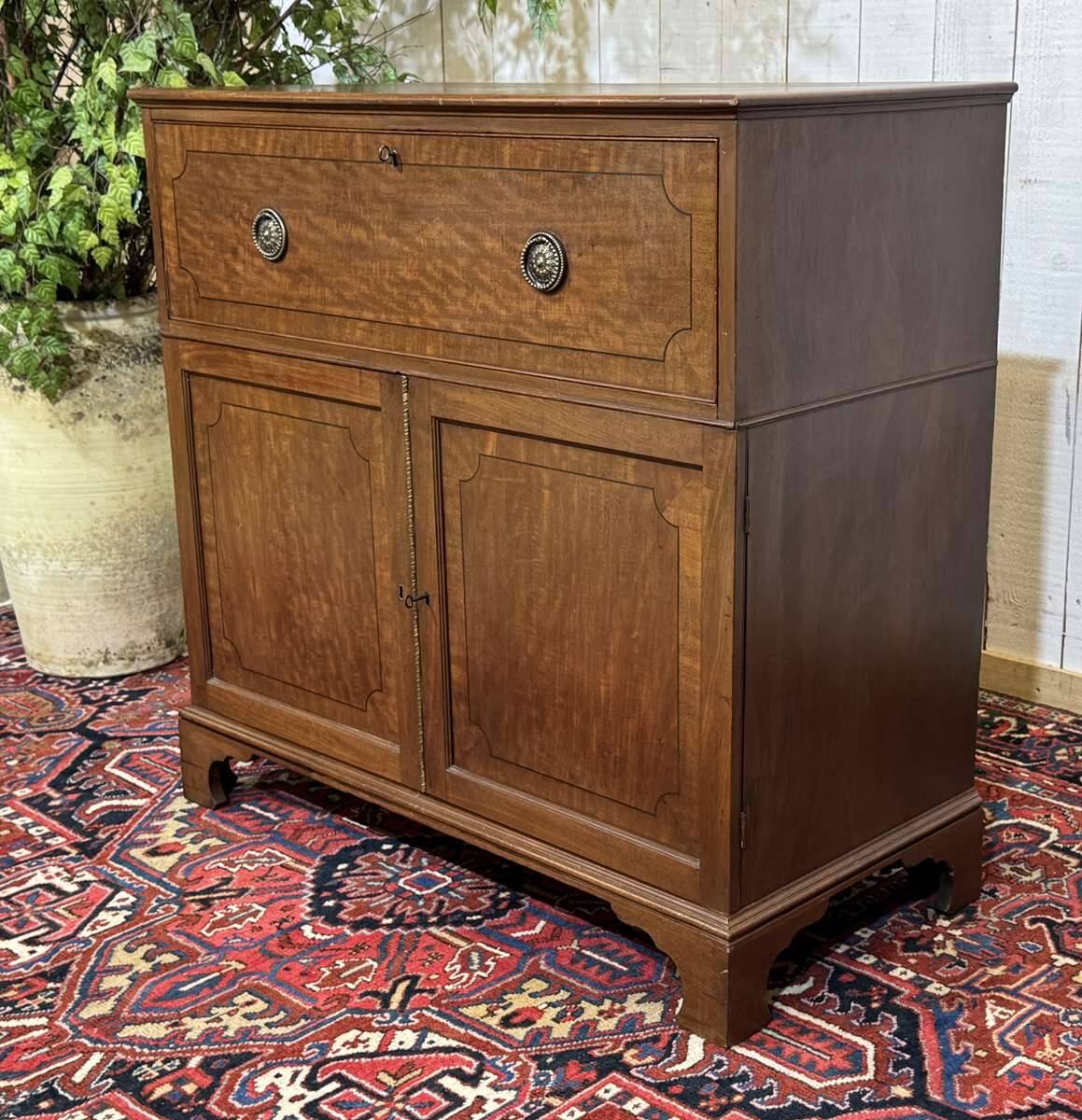Commode secrétaire anglaise 19ème en acajou