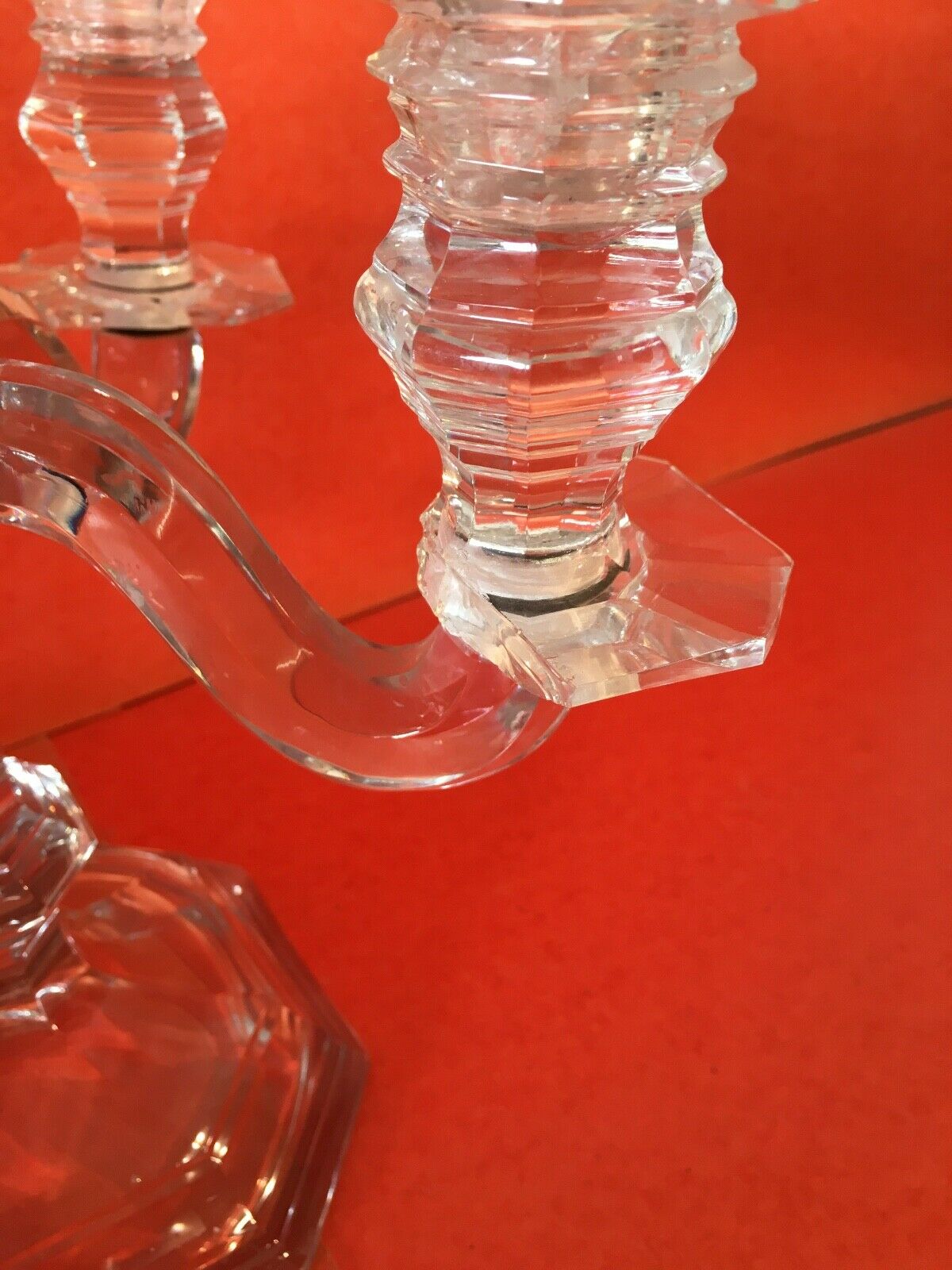 Pair candelabra crystal candlestick Baccarat regency model 5 lights