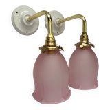Pair of pink tulip wall sconces