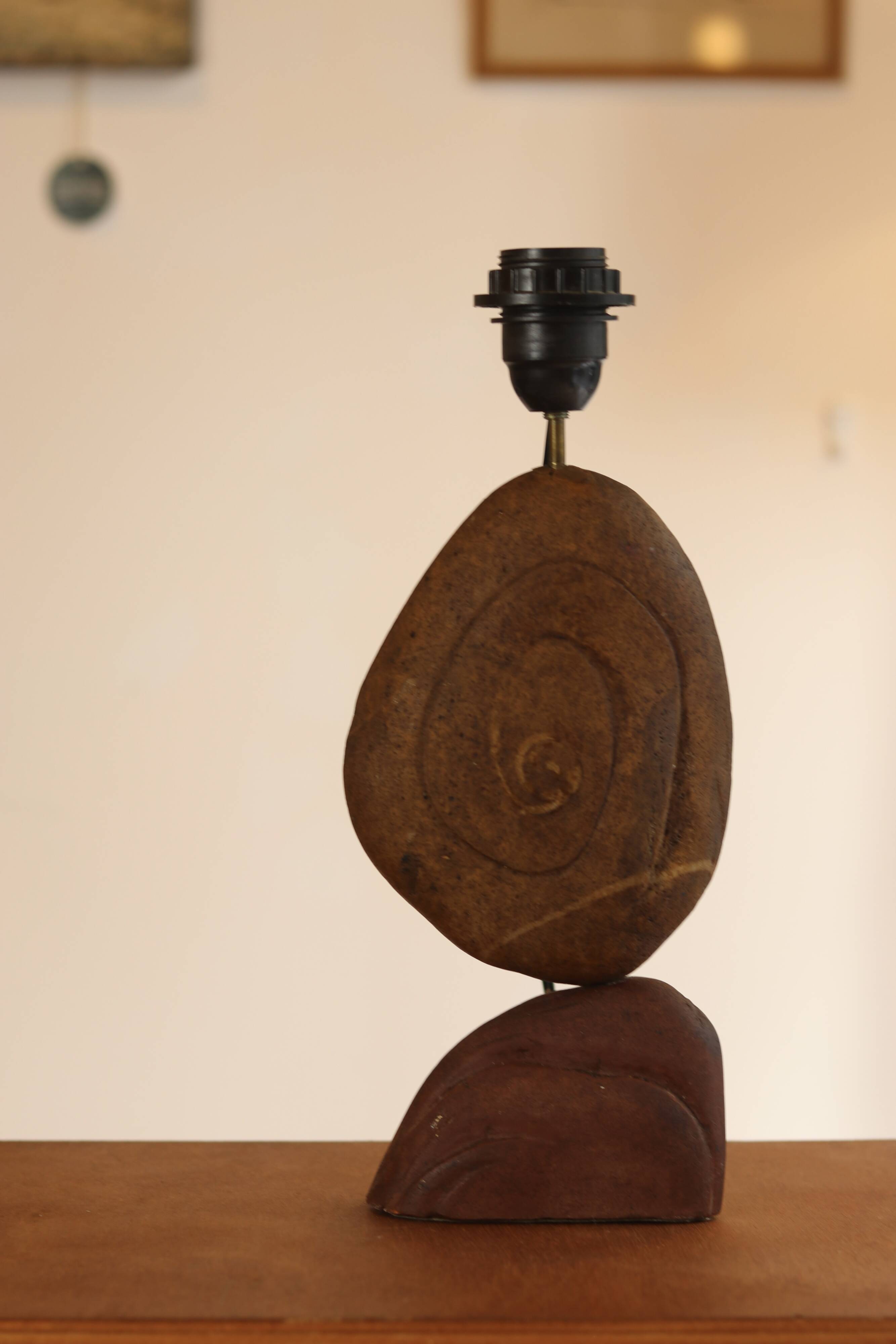 Carved stone lamp base, circa 1970