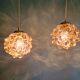 Amber bubble glass pendant (3 available), design by Helena Tynell, 1970.