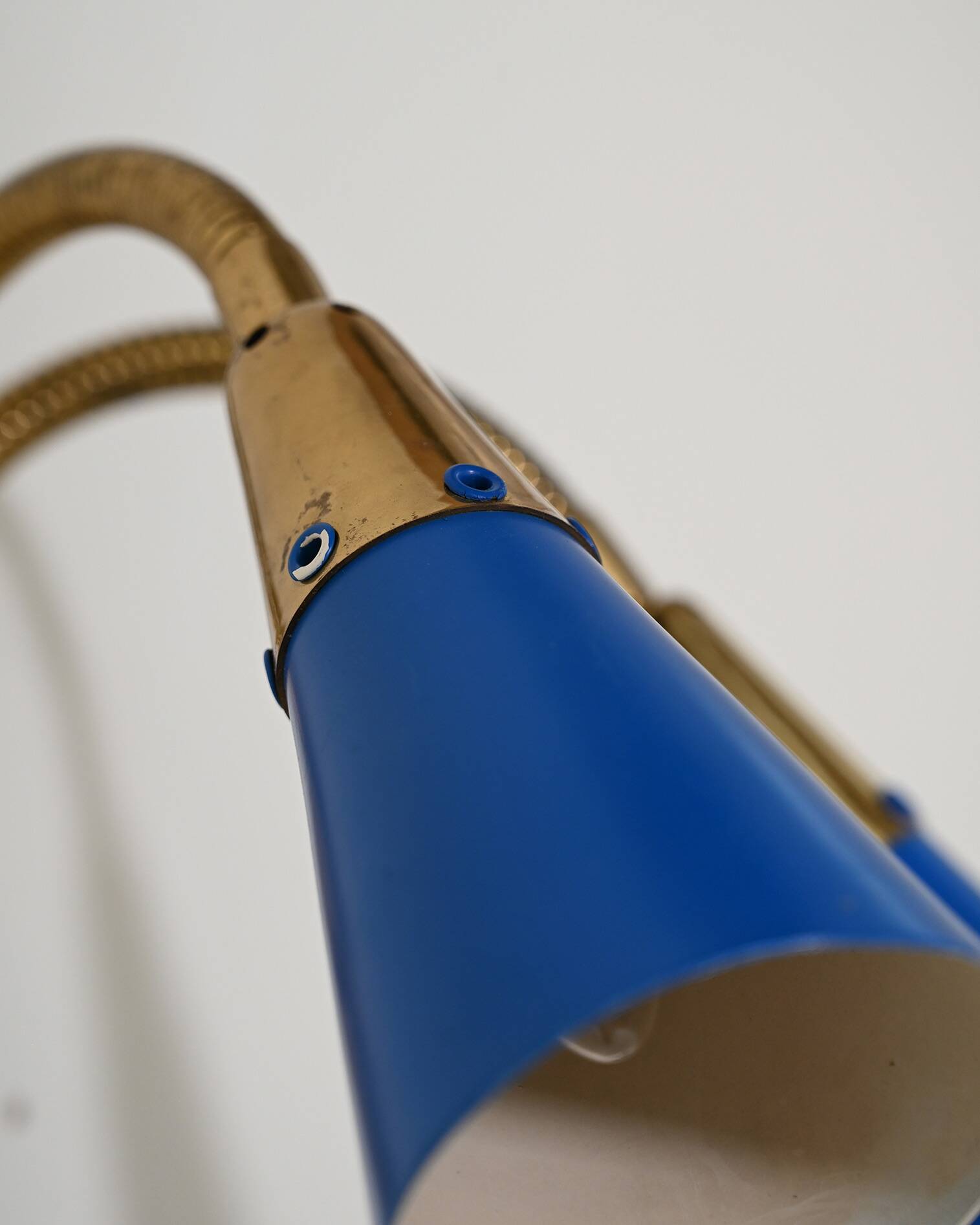 Adjustable brass and lacquered metal wall lamp, Scandinavia, 1960s