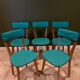 Ensemble de 5 chaises vertes vintage 50