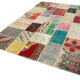 Handmade anatolian overdyed 204 cm x 296 cm multicolor patchwork carpet