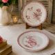 6 assiettes anciennes terre de fer rose dépareillées
