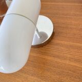 Applique murale verre blanc tubulaire et inox années 80