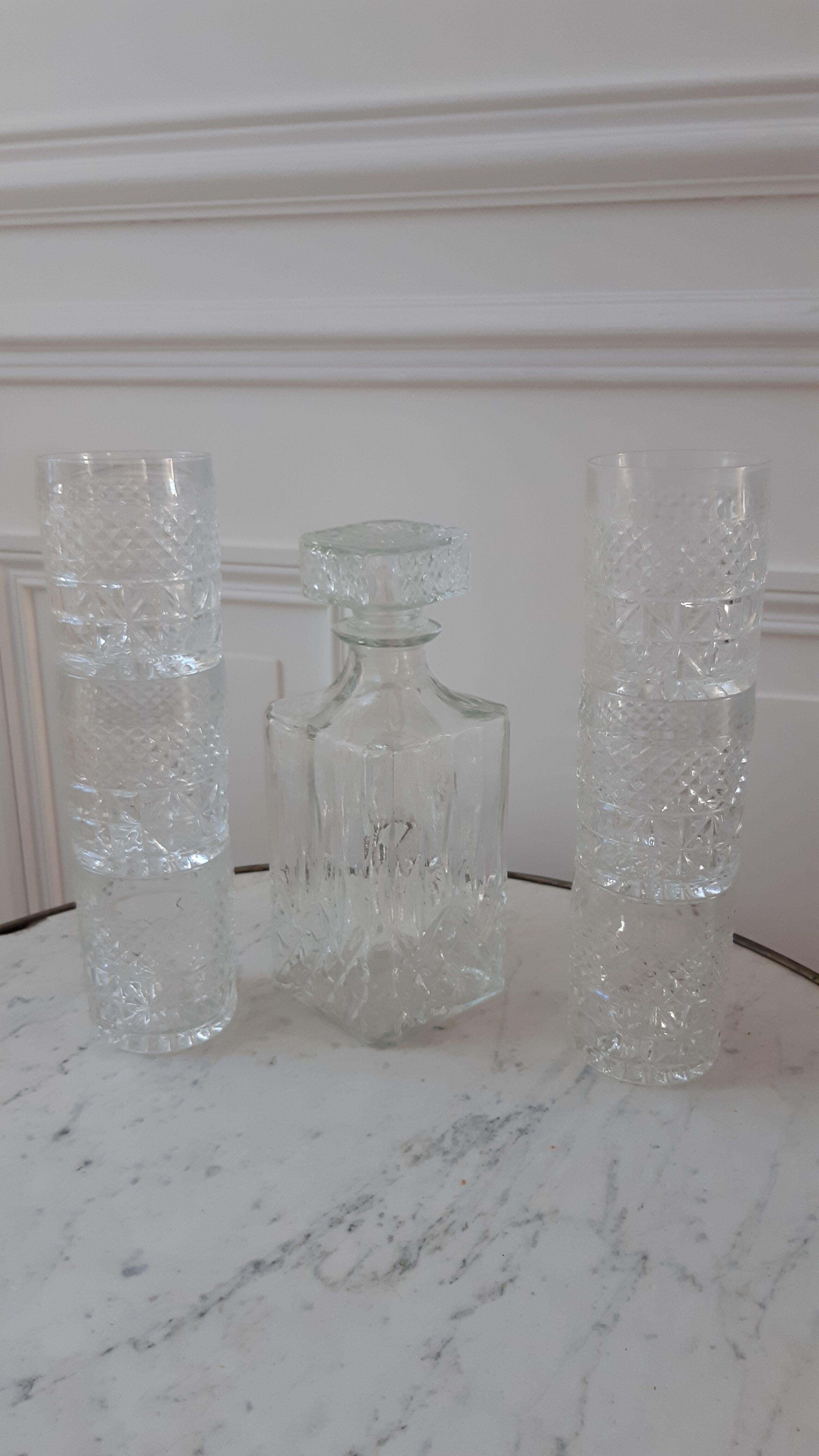 Ensemble de carafe et verres à whisky années 70