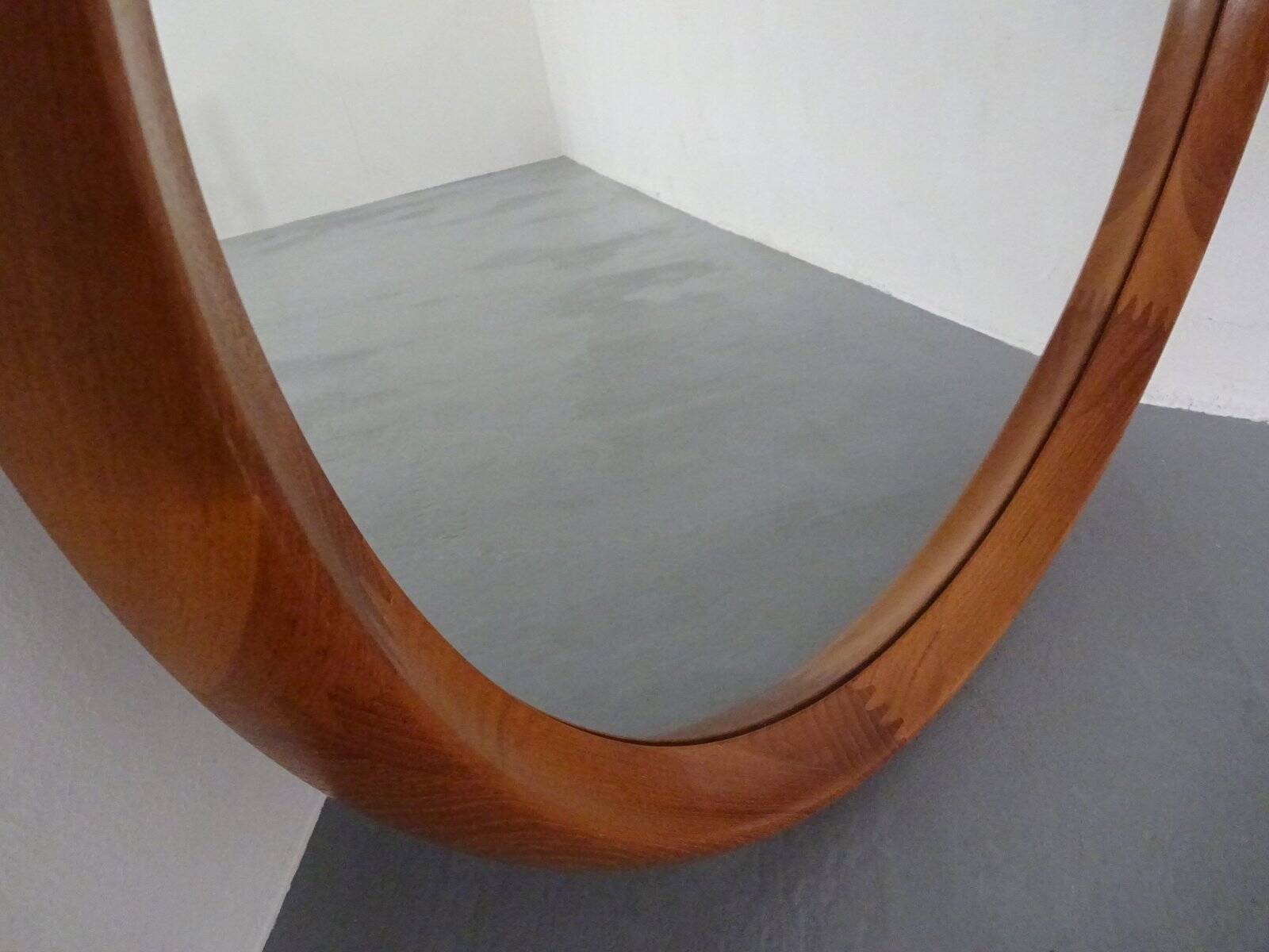 Large teak mirror by Bernhard Pedersen for Viby J. Møbelfabrik, Denmark, 1960s.