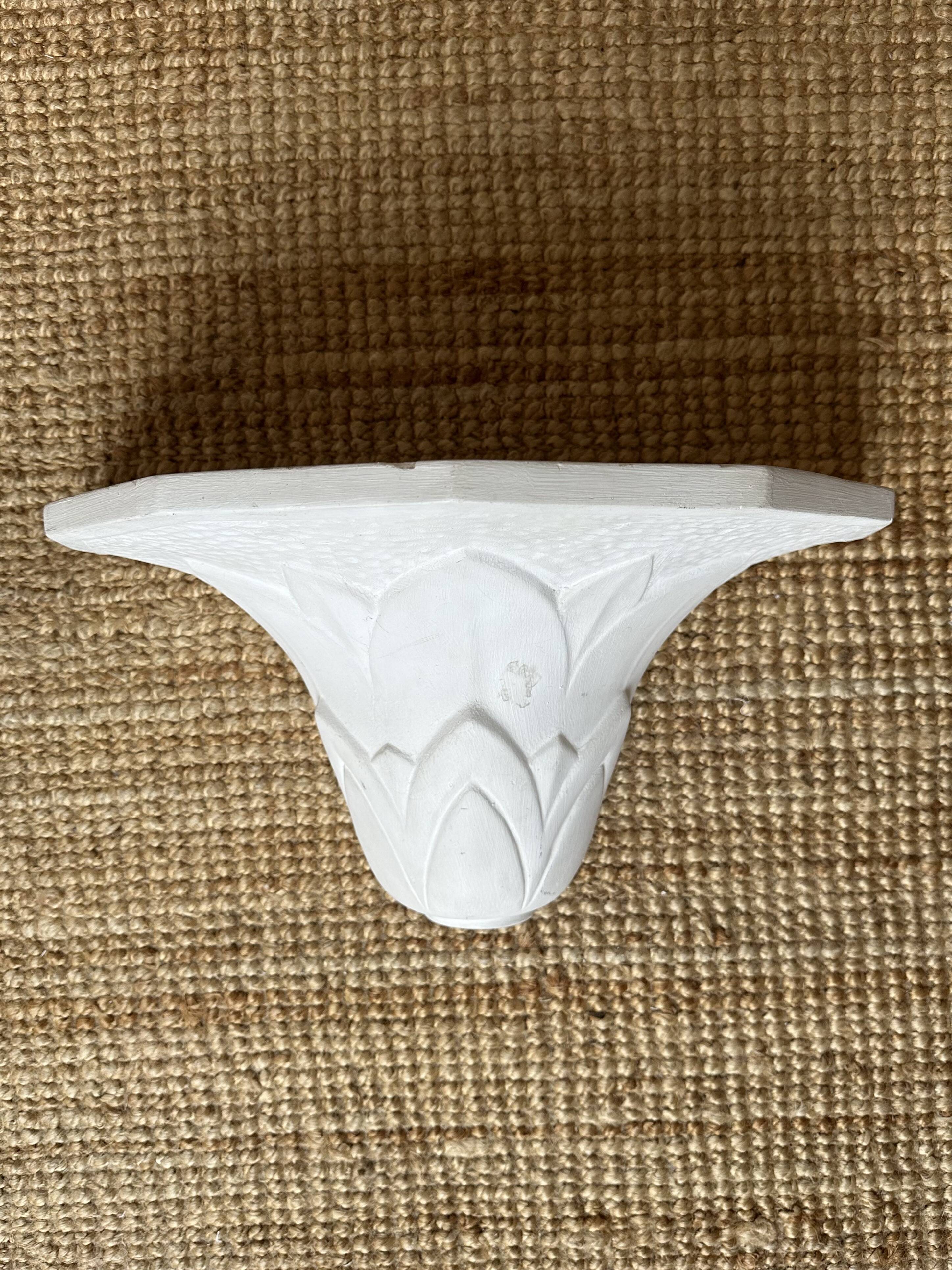 Pair of plaster wall sconces, palmette decoration, 20th century