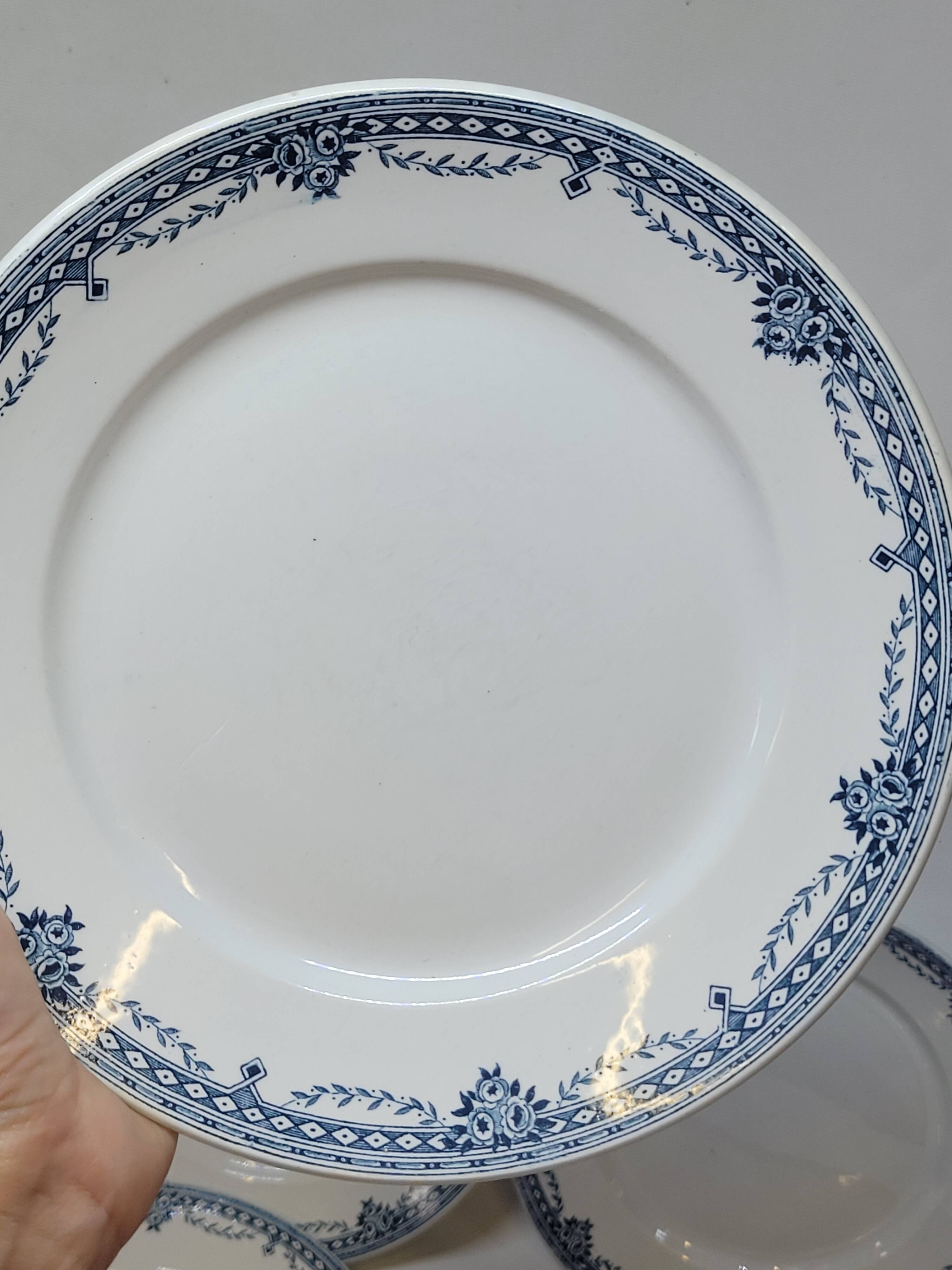8 Old St Amand Flat Plates, Turgot Art Deco Model