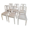 Set of 6 solid wood and cane chairs