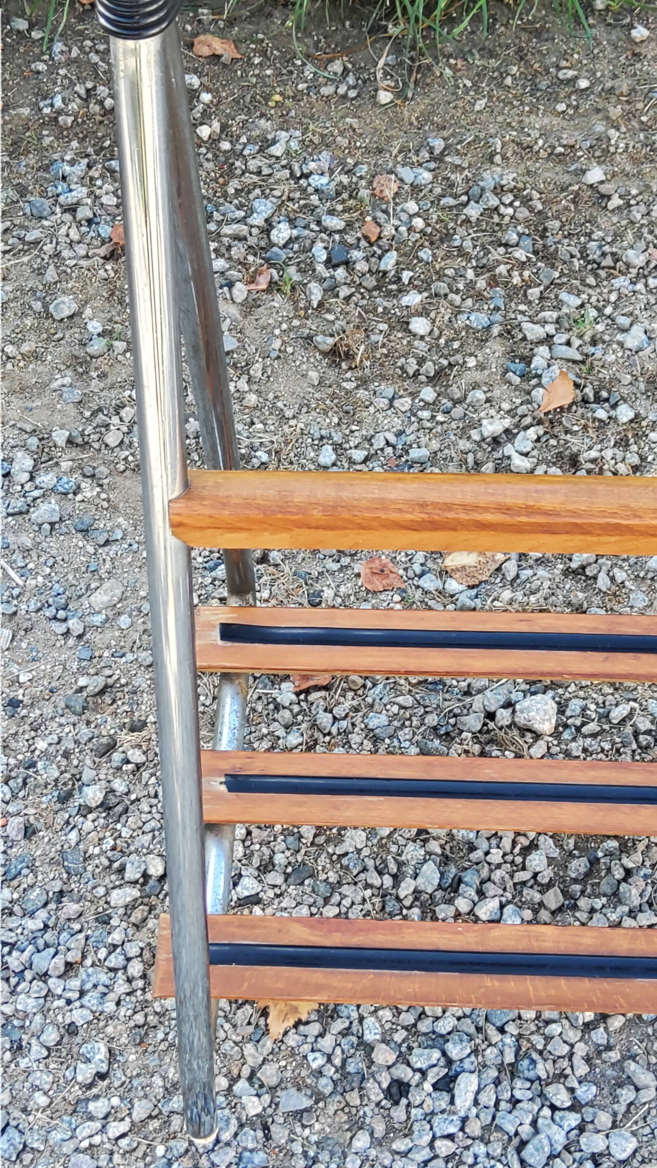 Vintage valet in wood, chrome metal and vinyl from the 60s