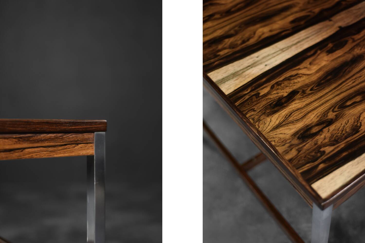 Vintage Mid-Century Modern Swedish Square Rosewood and Aluminium Coffee Table