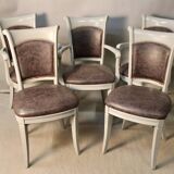 Suite of 3 armchairs and 2 restaurant chairs