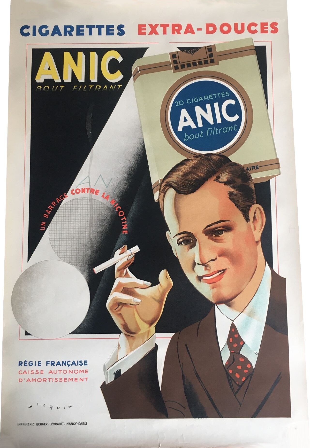 André Wilquin (1899 - 2000) Poster cigarettes Anic