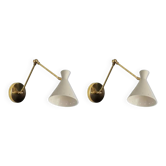 Pair of Italian wall sconces in the style of the 1950s.