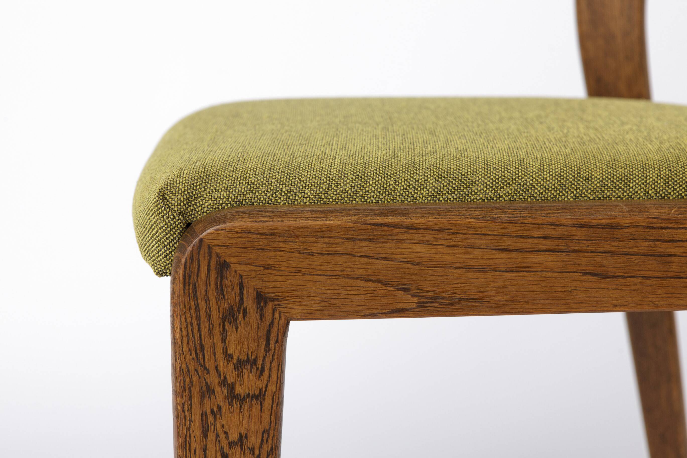 Set of 6 Mid Century Dining Chairs, Baumann Gondola Chairs 1970s, Oak Wood