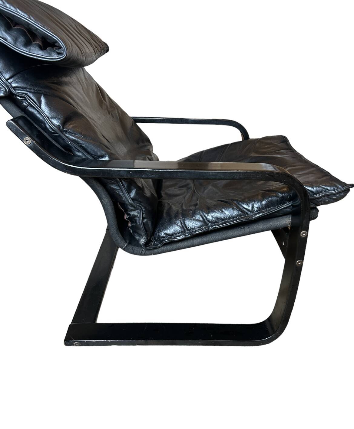 Black leather relax armchair from the 70s