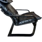 Black leather relax armchair from the 70s