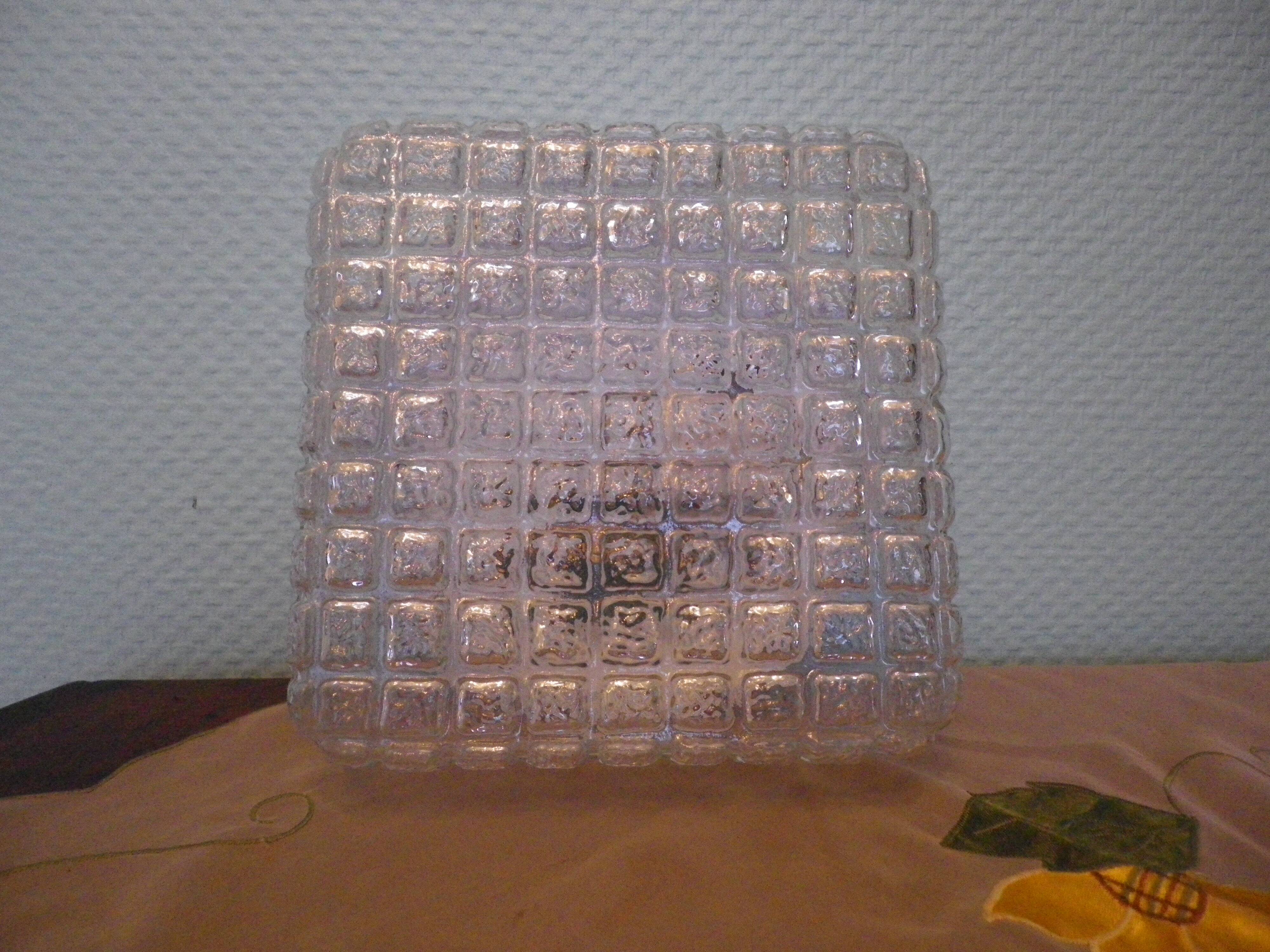 Pressed glass ceiling light, porcelain socket