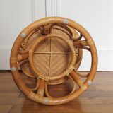 Low rattan stool and vintage canning