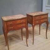 Pair of transitional bedside tables in veneered wood