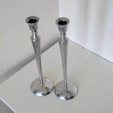 Paire de chandeliers bougeoirs vintage en métal