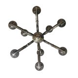 Lampadario vintage a nove luci in ottone, anni '50