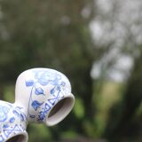 Pair of antique blue ceramic candlesticks • Apothecary size 5x2 (10 burners)