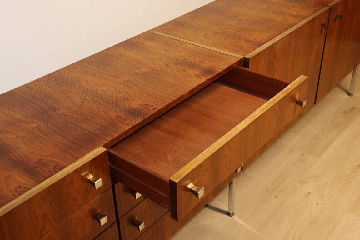 Vintage sideboard by Luigi Bartolini in rosewood and chrome metal, 1960