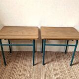 Pair of vintage wood and metal bedside tables