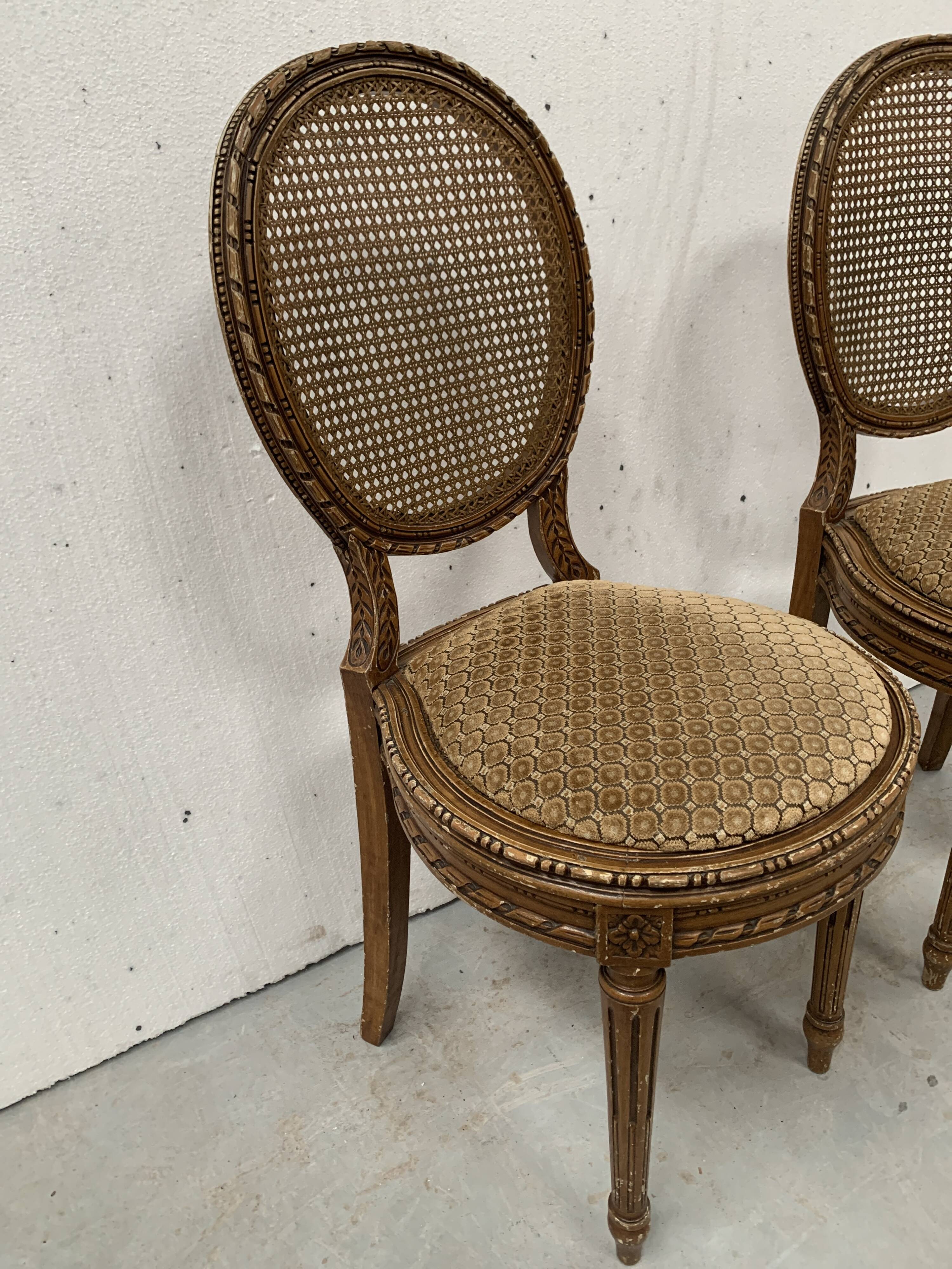Paire de chaises a médaillons de style Louis XVI en hetre teinté XX siècle