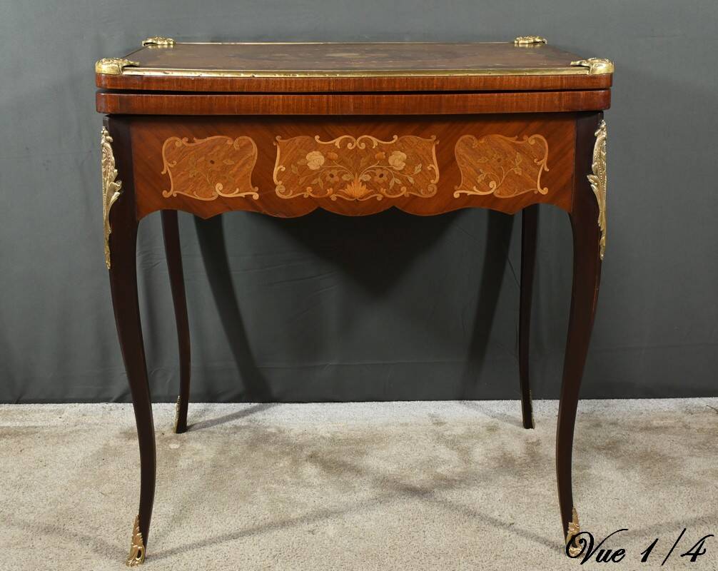Mahogany Games Table, Louis XV/Louis XVI Transition Style – Late 19th Century