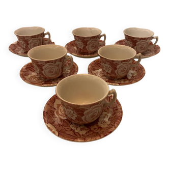 Set of 6 cups and saucers Burleigh 1960