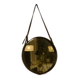 Black leather mirror by Jacques Adnet 1950s