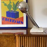 Brutalist travertine table lamp, Italy 1970s