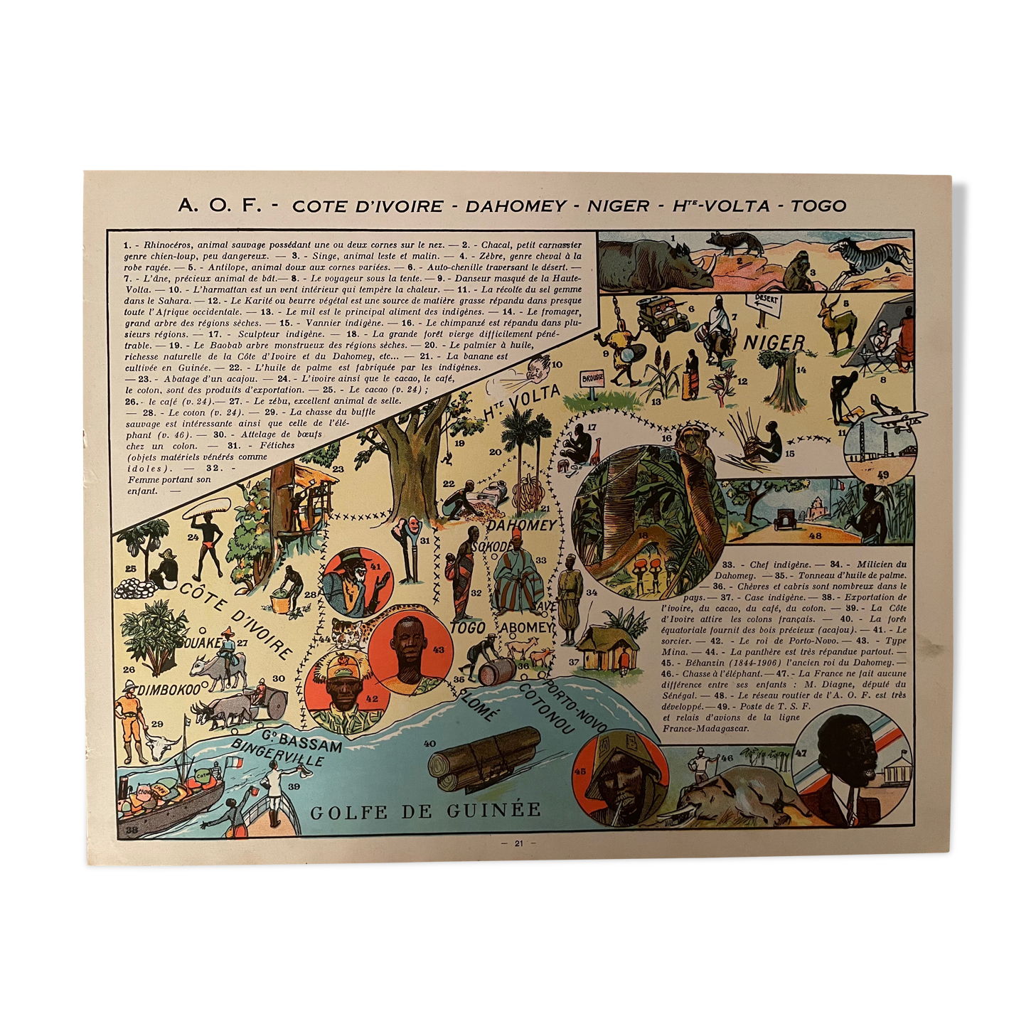 Old poster map of French West Africa - 1931