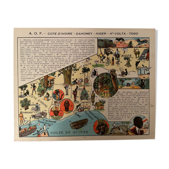 Affiche ancienne carte de l'Afrique Occidentale Française - 1931